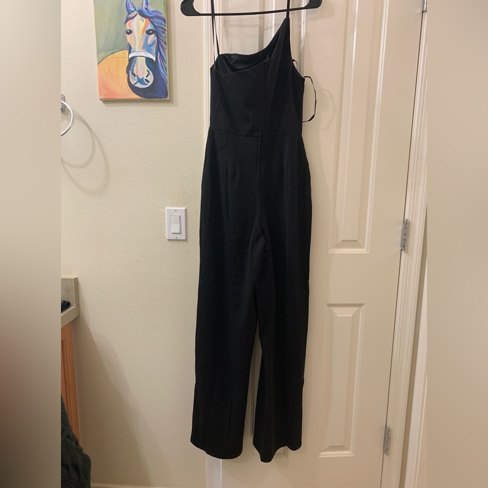 one shoulder romper with pockets on the side
